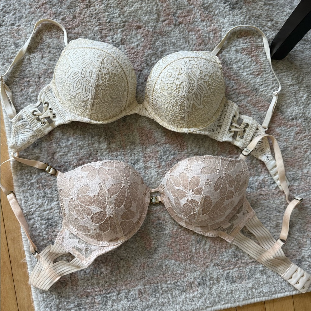 Victoria's Secret Lace Bras - Cream and Tan